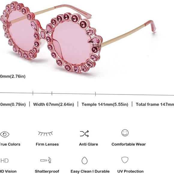 Big Rhinestone Sunglasses Oversized Round main image 5